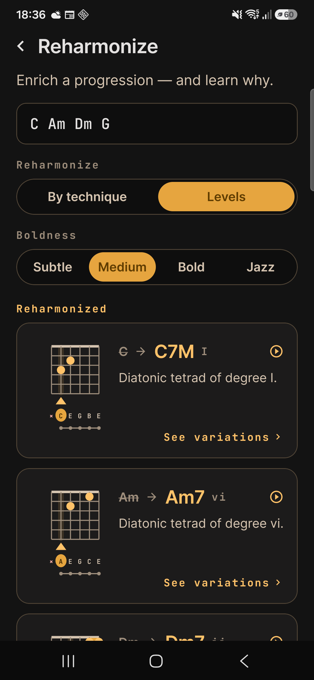 reharmonize levels