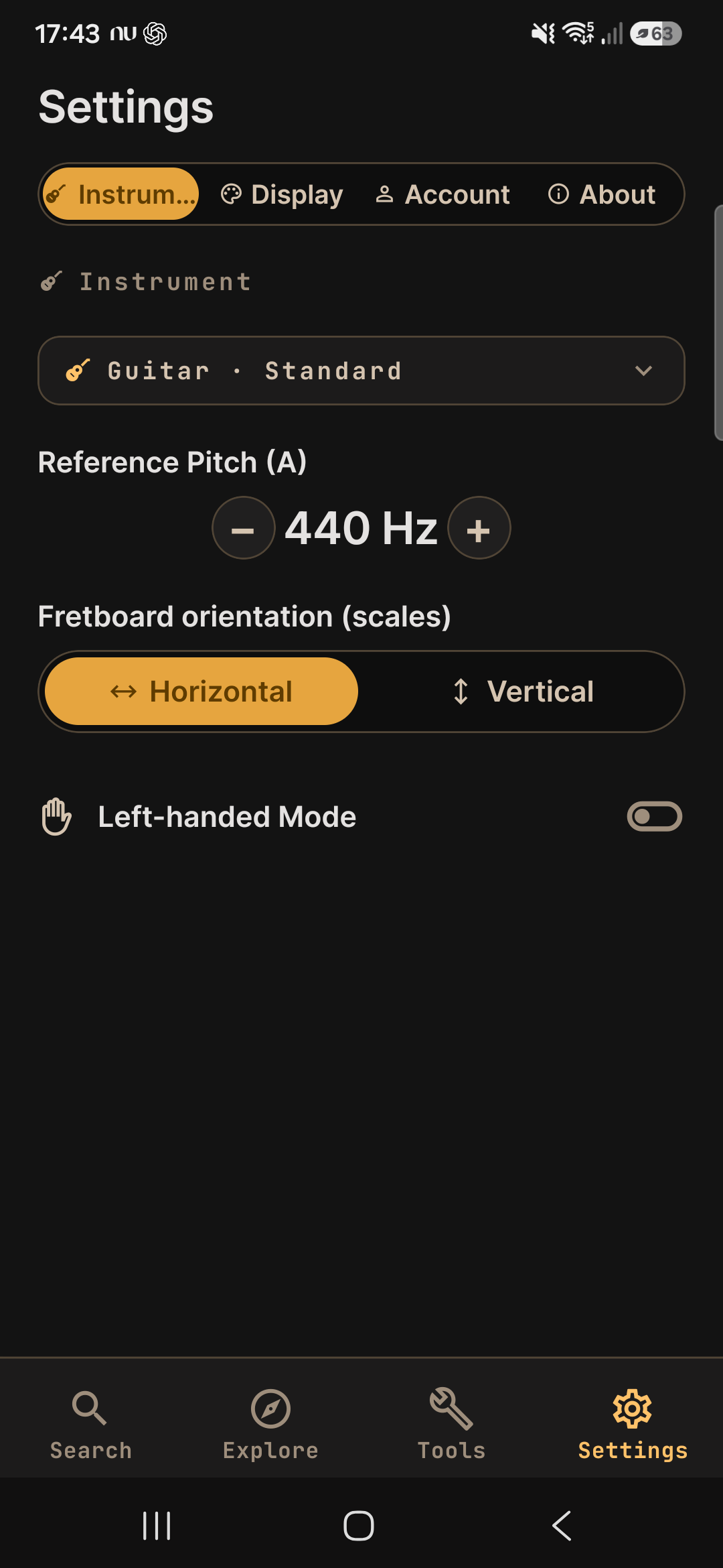 settings instrument